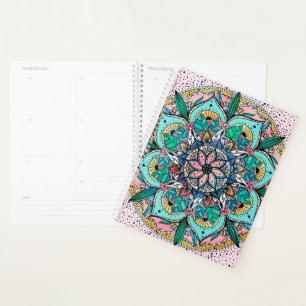 Bohemian Colourful Watercolor Floral Mandala Planner
