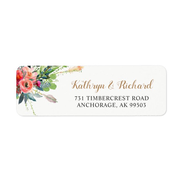 Bohemian Country Flowers Arrow Wedding Address Return Address Label (Front)