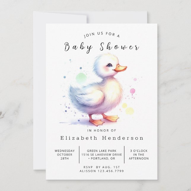 Bohemian Custom Duck Baby Shower Invitation (Front)
