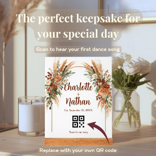 Bohemian Custom Wedding Song QR Code Acrylic Sign