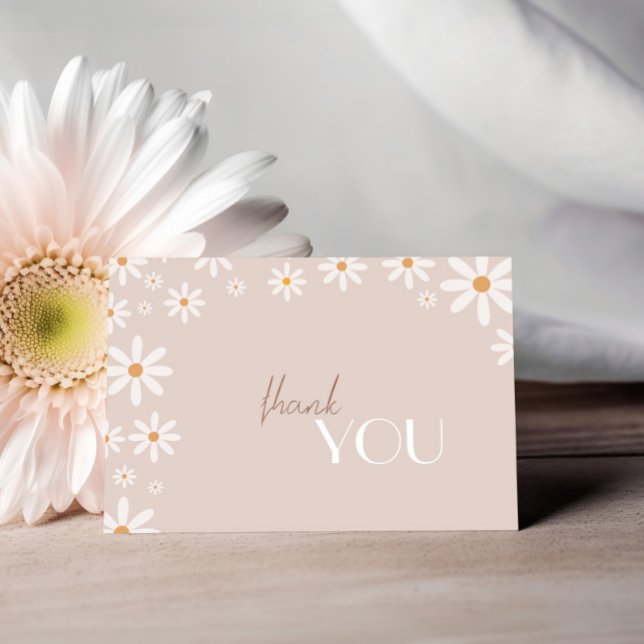 Bohemian Daisy Baby in Bloom Baby Shower Thank You Card (Creator Uploaded)