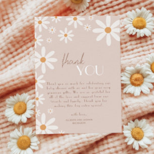 Bohemian Daisy Baby in Bloom Baby Shower Thank You Card