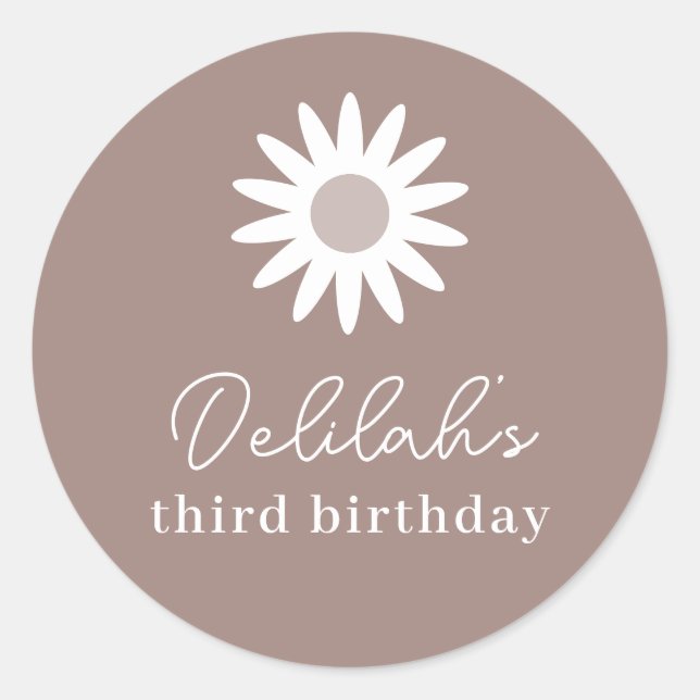 Bohemian Daisy Birthday Classic Round Sticker (Front)