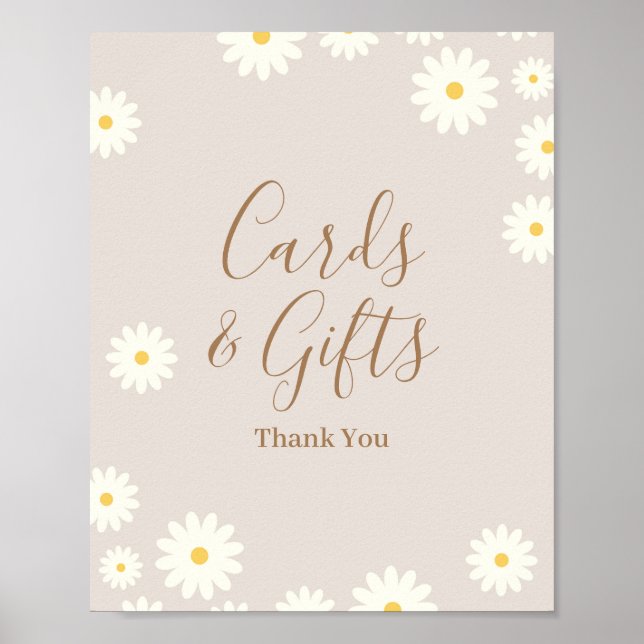 Bohemian Daisy Floral Cards & Gifts Sign (Front)