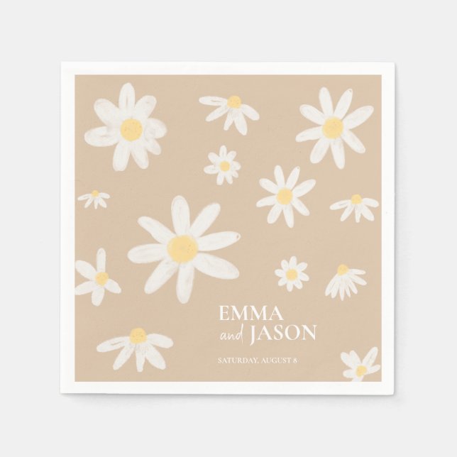 Bohemian Daisy Flower Napkins (Front)