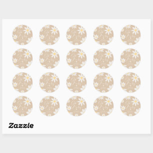 Bohemian Daisy Flower Round Sticker