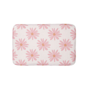 Bohemian Daisy Pattern Pastel Retro Floral Bath Mat