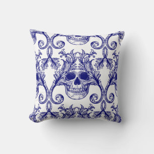Bohemian damask, skull seamless ornament. cushion