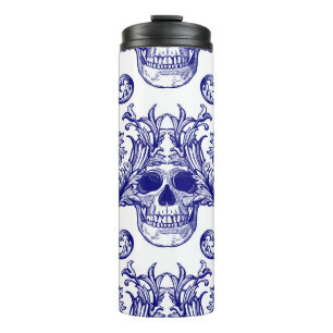 Bohemian damask, skull seamless ornament. thermal tumbler
