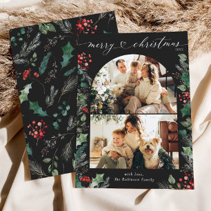 Bohemian Dark Moody 2 Photo Christmas Card