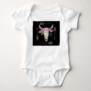 Bohemian Deer Skull Watercolor Art Baby Bodysuit