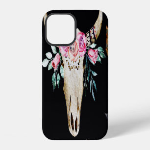 Bohemian Deer Skull Watercolor Art iPhone 12 Case