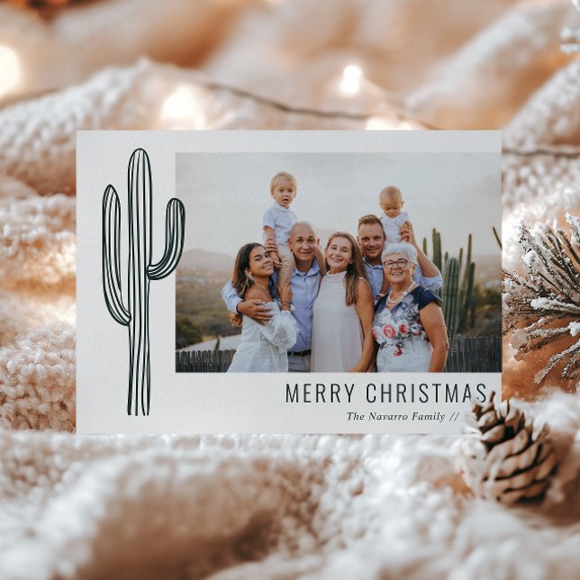 Bohemian Desert Cactus Family Photo Holiday Card (Creator Uploaded)