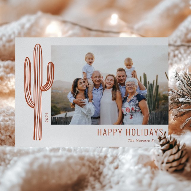 Bohemian Desert Cactus Family Photo Holiday Card (Creator Uploaded)