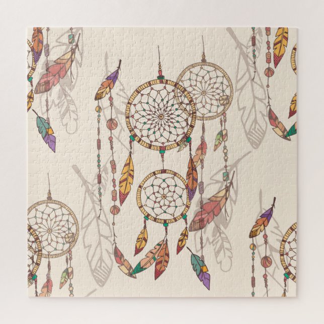 Bohemian Dream Catcher Seamless Hand-Drawn Jigsaw Puzzle (Vertical)