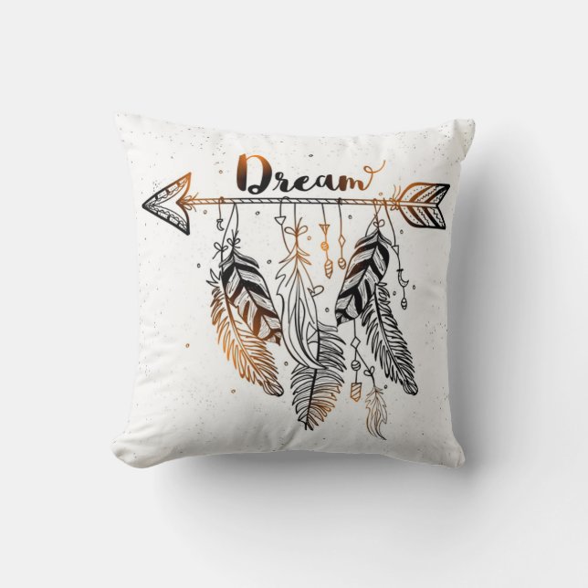 Bohemian Dream Feathers Cushion (Front)