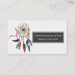 Bohemian Dreamcatcher in Vibrant Watercolor Paint Business Card