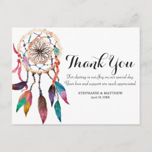 Bohemian Dreamcatcher in Vibrant Watercolor Paint Postcard
