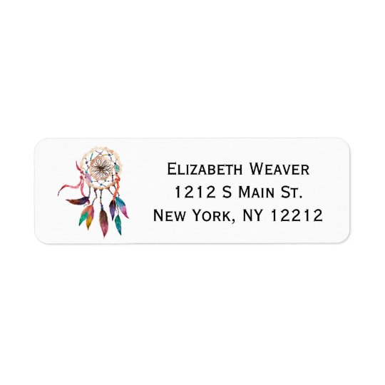 Bohemian Dreamcatcher in Vibrant Watercolor Paint Return Address Label