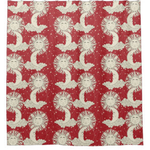 `bohemian dreams red shower curtain