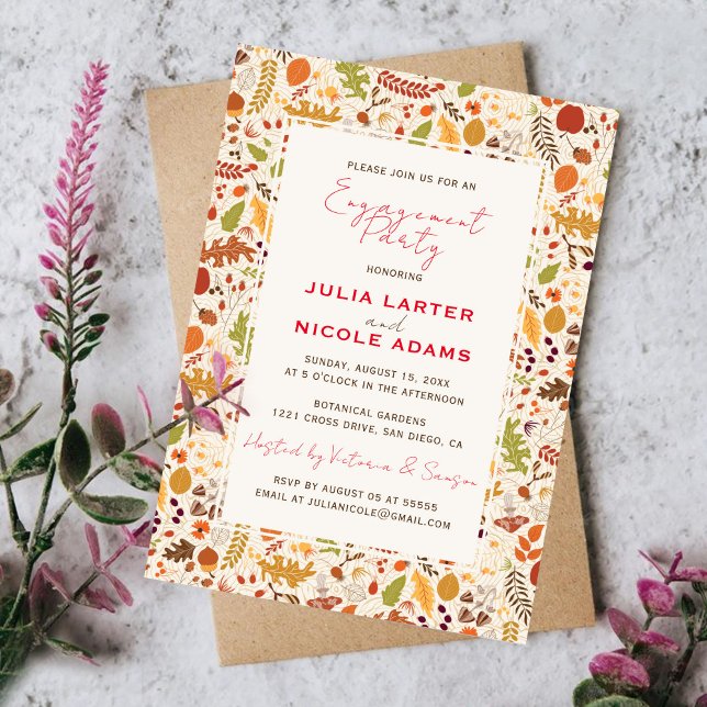 Bohemian Dried Rustic Autumn Fall Engagement Party Invitation (Creator Uploaded)