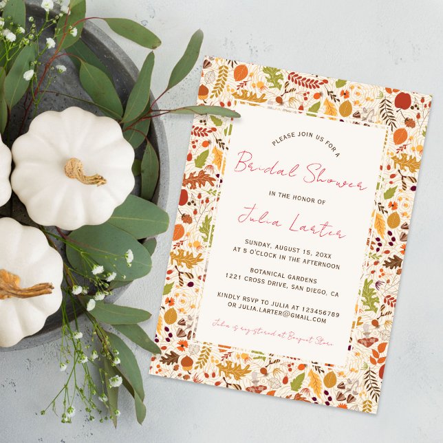Bohemian Dried Rustic Autumn Falls Bridal Shower Invitation (Creator Uploaded)