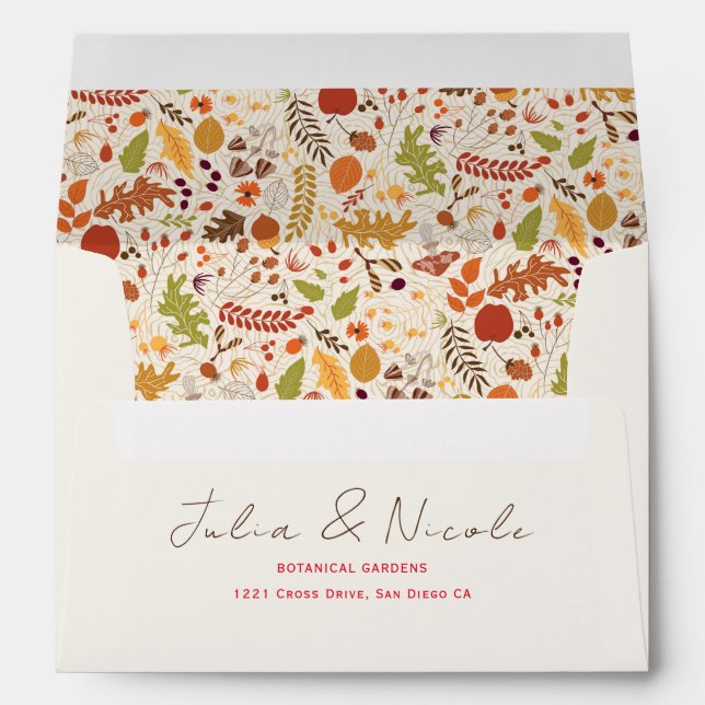 Bohemian Dried Rustic Floral Autumn Falls Wedding Envelope (Back (Bottom))