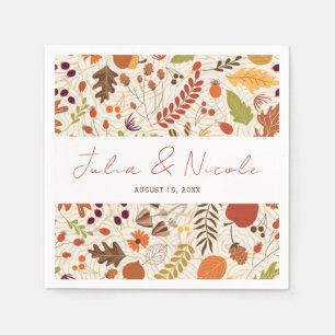 Bohemian Dried Rustic Floral Autumn Falls Wedding Napkin