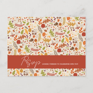 Bohemian Dried Rustic Floral Autumn Falls Wedding Postcard