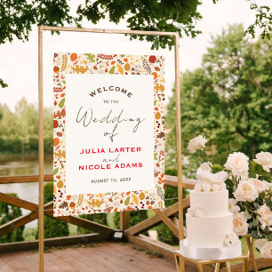 Bohemian Dried Rustic Floral Autumn Falls Wedding Poster