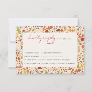 Bohemian Dried Rustic Floral Autumn Falls Wedding RSVP Card