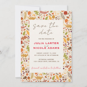 Bohemian Dried Rustic Floral Autumn Falls Wedding Save The Date