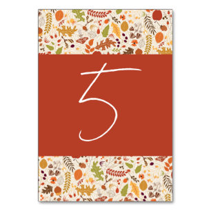 Bohemian Dried Rustic Floral Autumn Falls Wedding Table Number