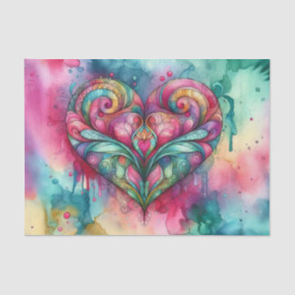 Bohemian Drippy Watercolor Heart | Decoupage Paper