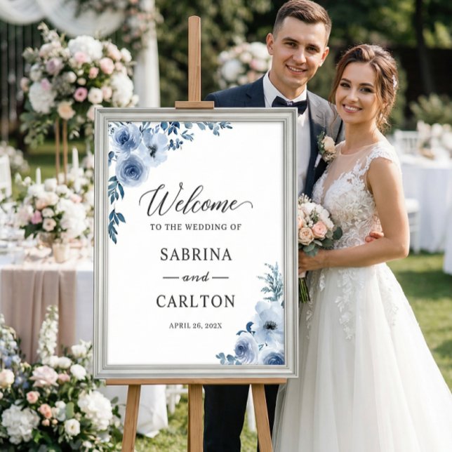 Bohemian Dusty Blue Floral Wedding Sign (Creator Uploaded)