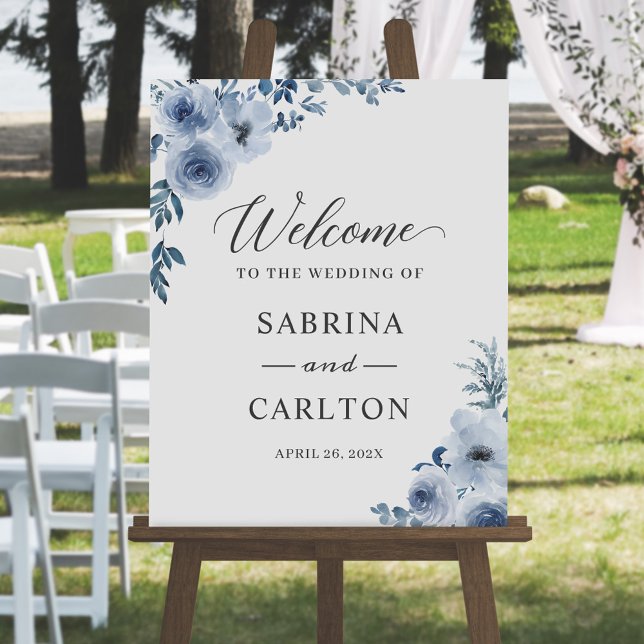 Bohemian Dusty Blue Floral Wedding Sign (Creator Uploaded)
