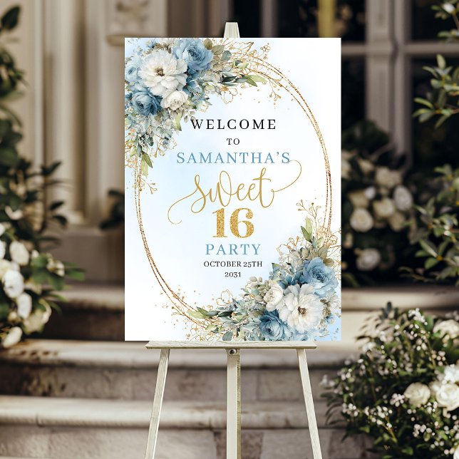 Bohemian Dusty Blue Greenery Welcome Poster (Bohemian Dusty Blue Greenery Welcome Poster)