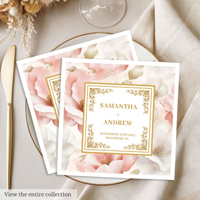 Bohemian dusty pink watercolor wedding napkins (Bohemian dusty pink watercolor wedding napkins)