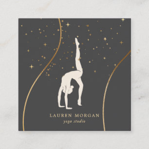 Bohemian Earth Tones Gold Yoga Studio Square Business Card