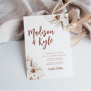 bohemian earthtone pampas fall invitation