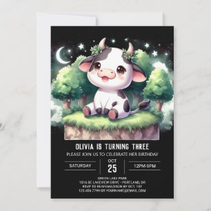Bohemian Editable Cow Birthday Invitation