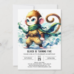 Bohemian Editable Monkey Birthday Invitation