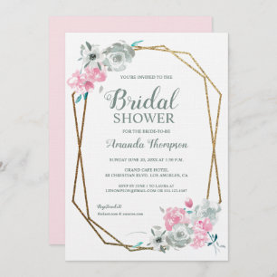 Bohemian Elegance: Gold Geometric & Watercolor Flo Invitation