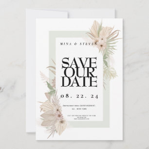 Bohemian elegance greenery floral wedding  save the date