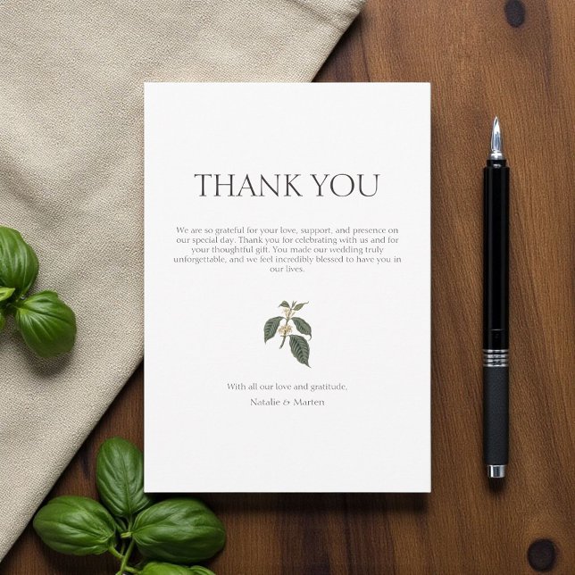 Bohemian Elegance Rustic Winter Coffee Plant Thank You Card (Creator Uploaded)