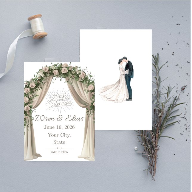 Bohemian Elegance Save the Date Card (Bohemian Elegance Wedding Save the Date Card)