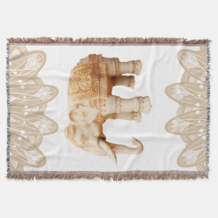 Bohemian Elegant Elephant Mandalas Throw Blanket
