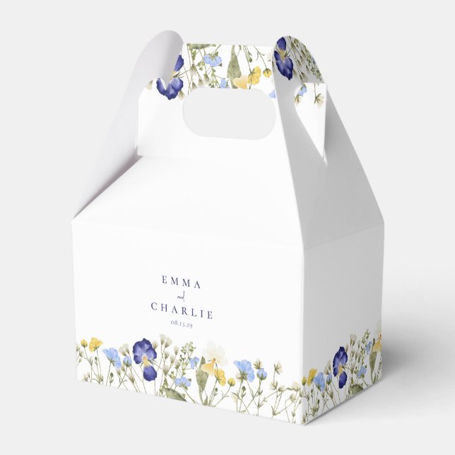 Bohemian elegant  Pastel Wildflowers Wedding Favour Box (Front Side)