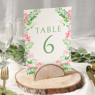 Bohemian Elegant Pink Floral Wedding Table Numbers