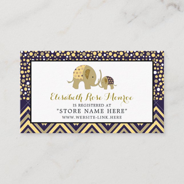 Bohemian Elephant and Chevron Baby Gift Registry Enclosure Card (Front)